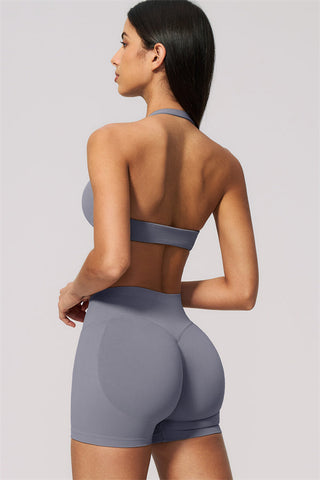 The Velvetine Halter Sports Bra Shorts 2-Piece Set