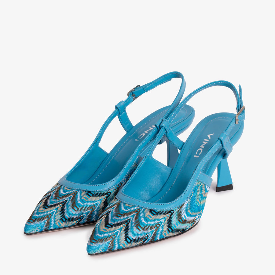 The Napoli Blue Leather Slingback Women Sandal - Glamourous Grace