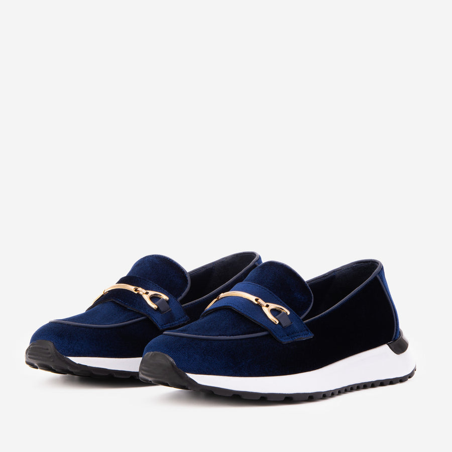 The Milan Navy Blue Leather Women Sneaker - Glamourous Grace