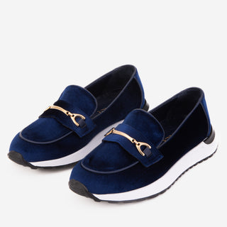 The Milan Navy Blue Leather Women Sneaker - Glamourous Grace