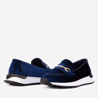 The Milan Navy Blue Leather Women Sneaker - Glamourous Grace