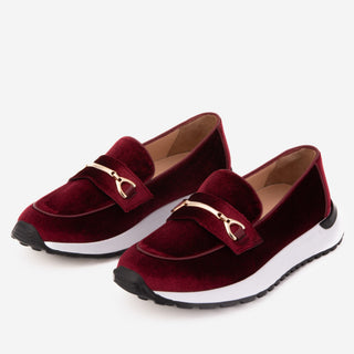 The Milan Burgundy Leather Women Sneaker - Glamourous Grace