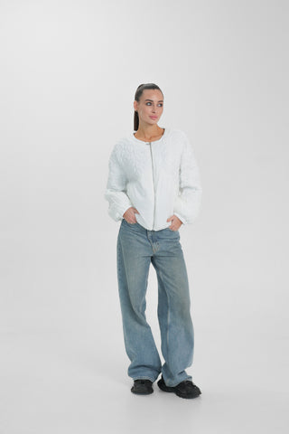 Light Quilted Demi-Season Jacket in White