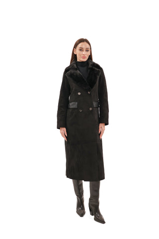 Genuine  Mink Fur Eco Suede Coat