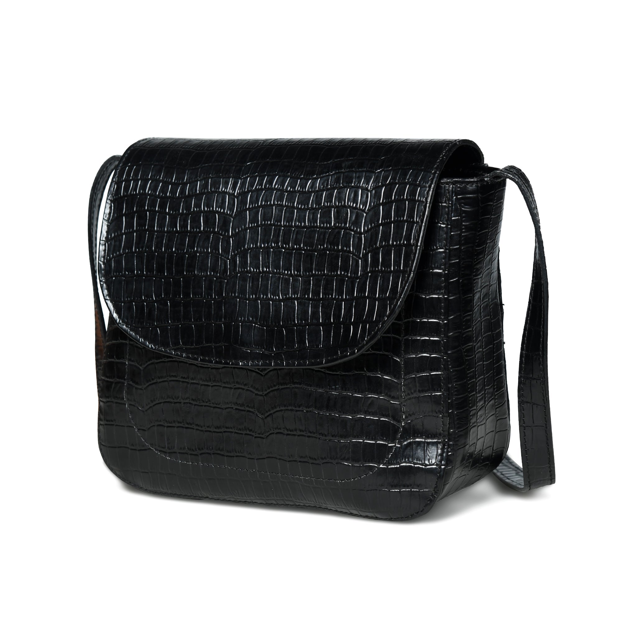 Diva Black Croco Sling Bag - Glamourous Grace