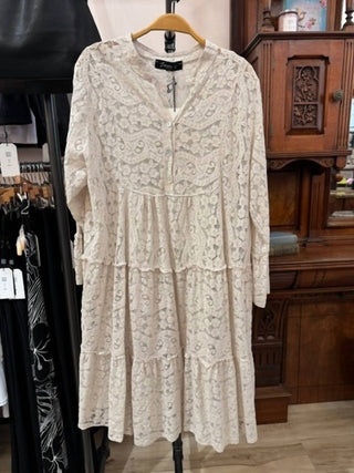 Lace V Neck Long Sleeve Dress