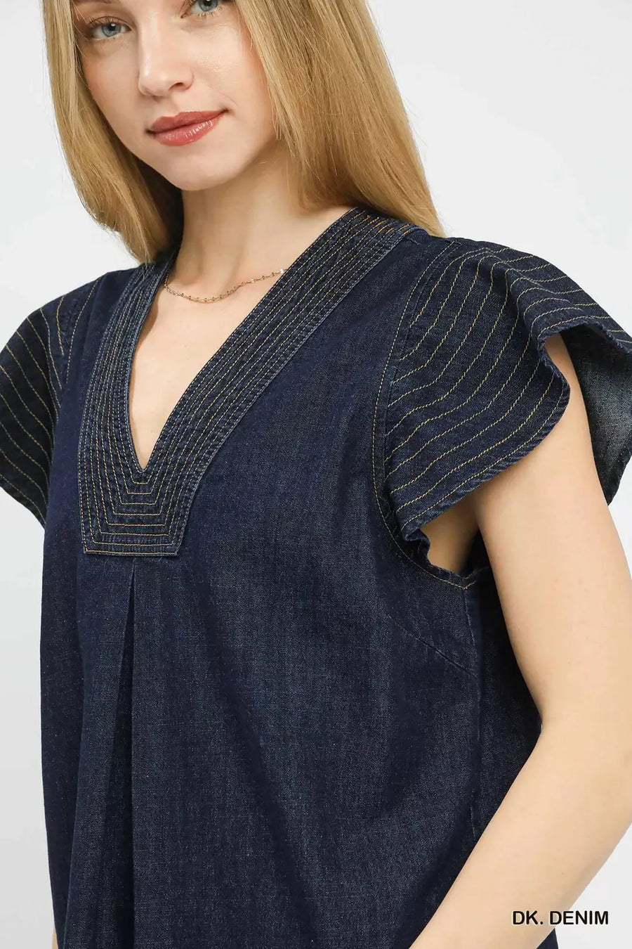 Umgee Cap Sleeve Denim Top - Glamourous Grace