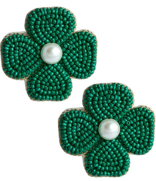 Kerry Beaded Clover Stud Earring - Glamourous Grace