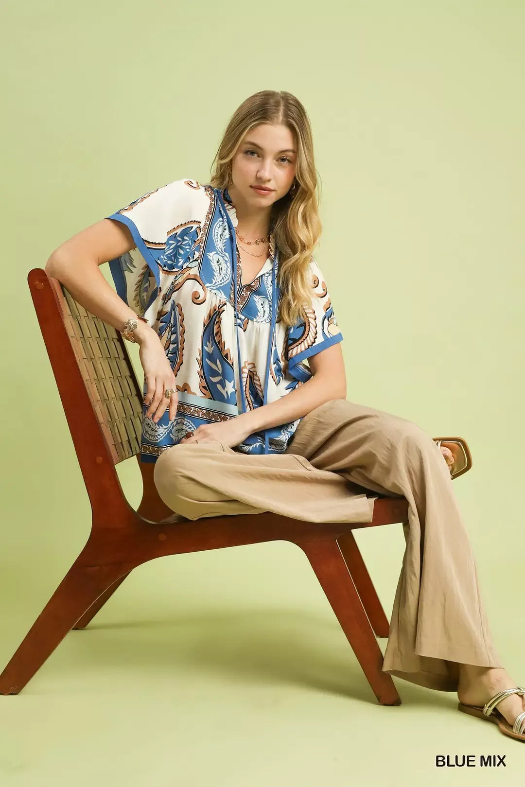 Umgee Mix Paisley Border Print Tassel Top - Glamourous Grace