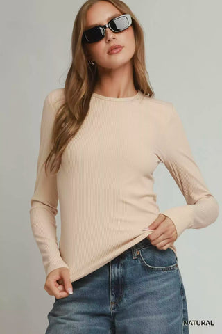 Umgee Brushed Rib Long Sleeve Top - Glamourous Grace