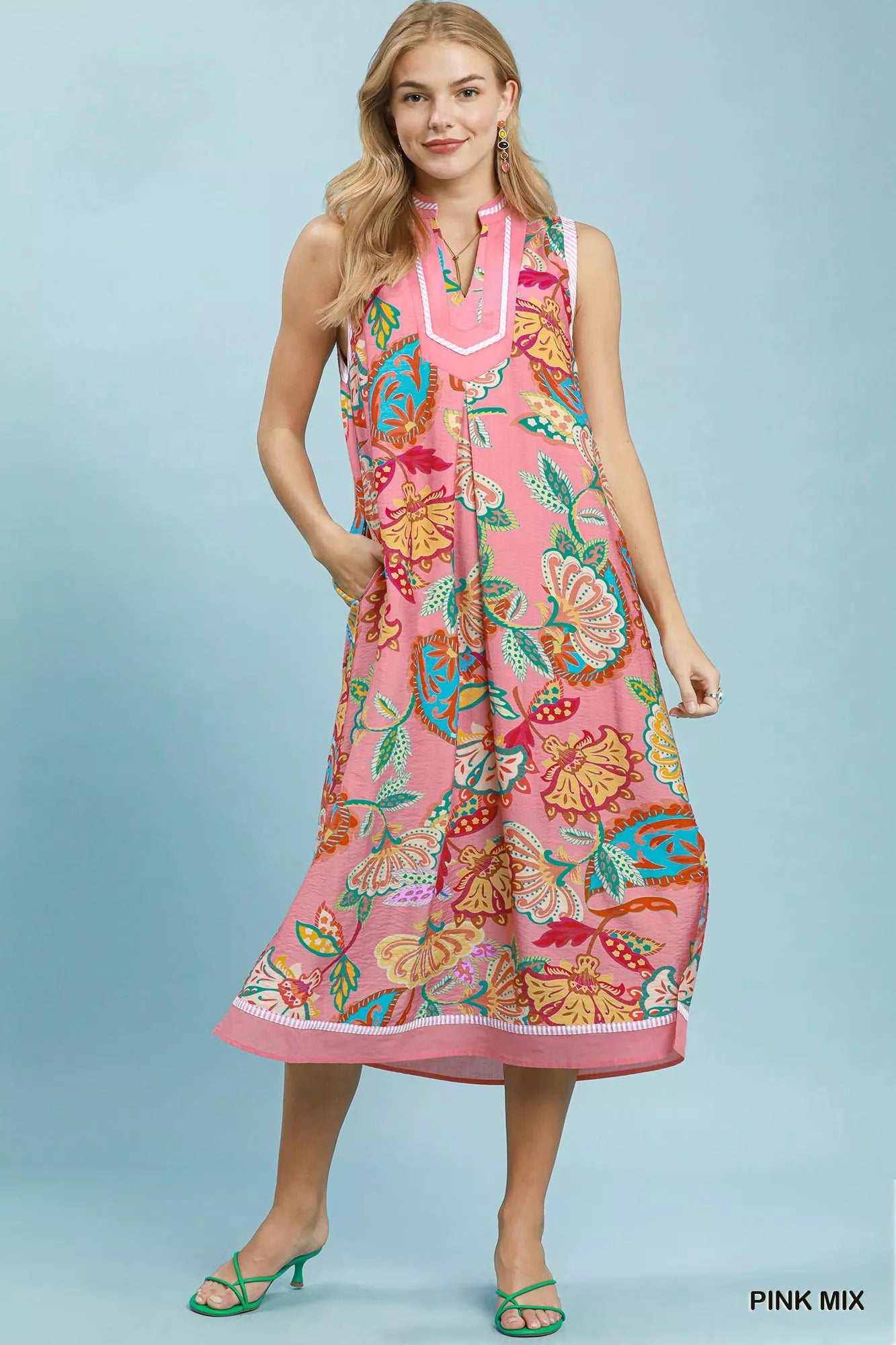 Umgee Paisley Floral Sleeveless Midi Dress - Glamourous Grace