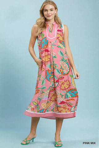 Umgee Paisley Floral Sleeveless Midi Dress - Glamourous Grace