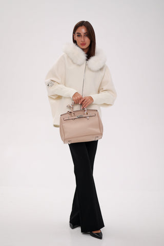 Saga®Furs Hooded Polar Fox Wool Alpaca Coat