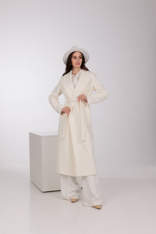 Pre-Order. Re-Stock Ships September 30. Astoria Classic Wraparound Wool Blend Overcoat in Ivory