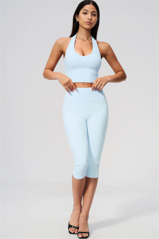 The Twirl Wide Strap Halter Crop Top