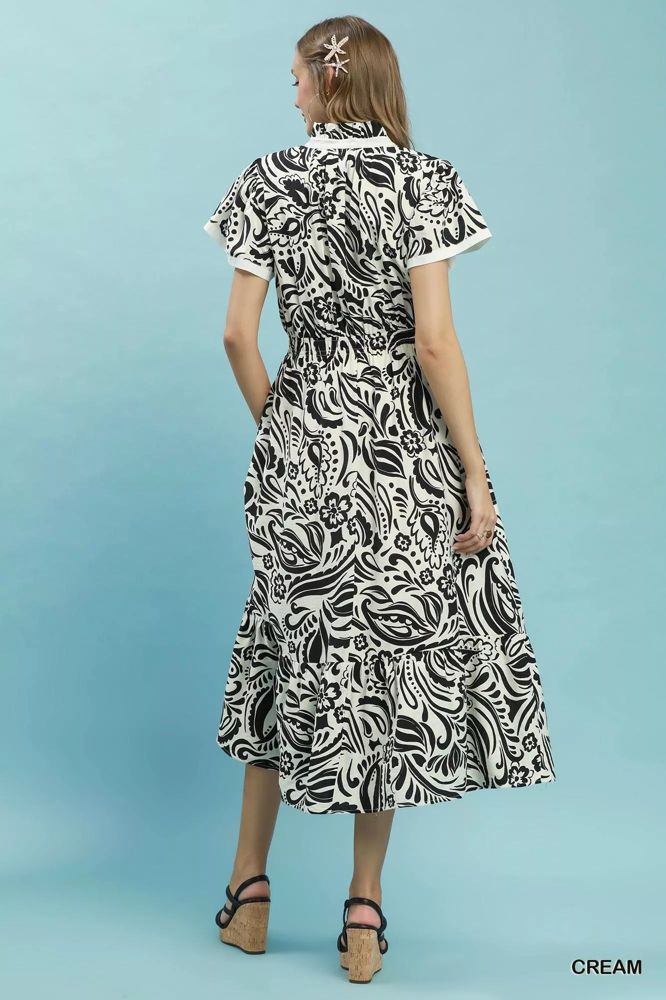 Umgee Paisley Print Midi Dress with Side Pockets - Glamourous Grace