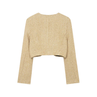 Women's Jacket Gold Tweed Cropped BYMANYC ® New York SOHO METALLIC TWEED CROPPED BLAZER - New Collection