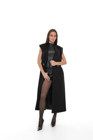 Eileen Cashmere Blend Longline Vest in Black