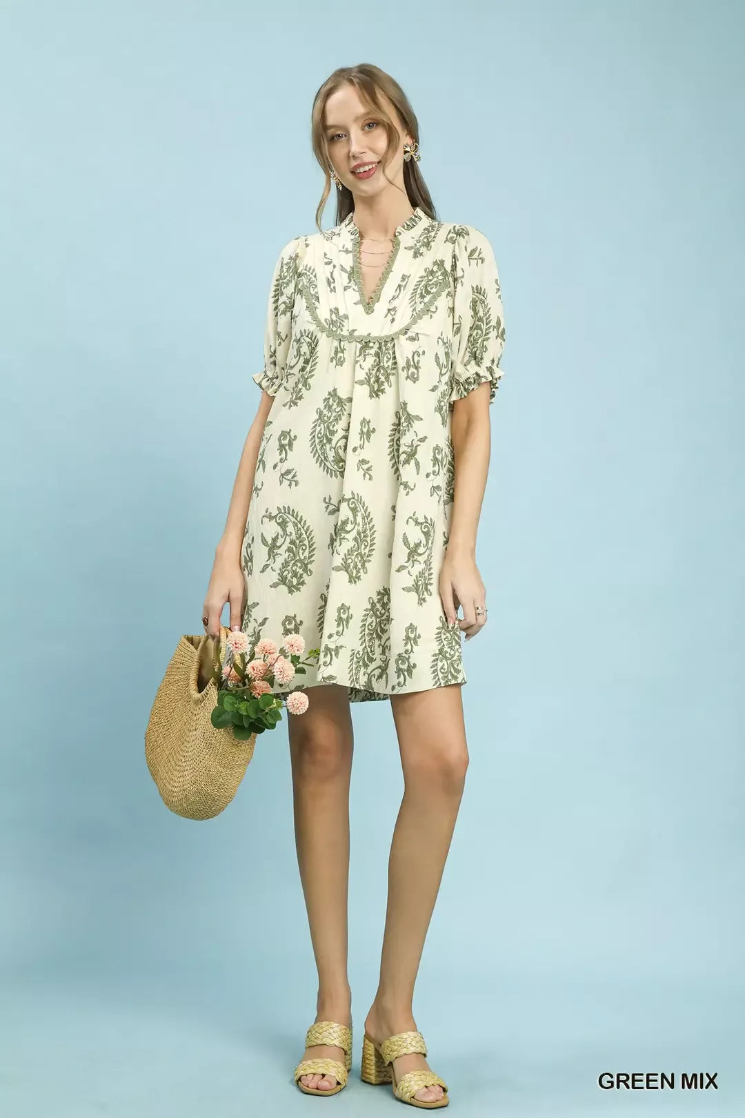 Umgee Mix Paisley Scallop Trim Dress - Glamourous Grace