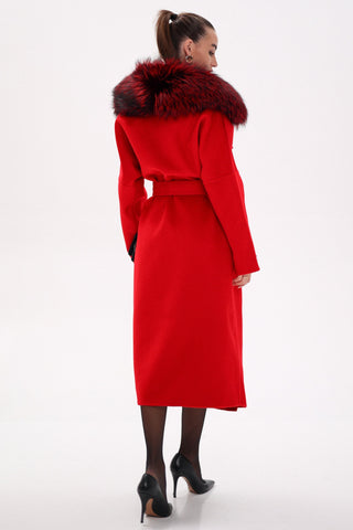 Saga®Furs Silver Fox Wool Alpaca Wraparound Coat