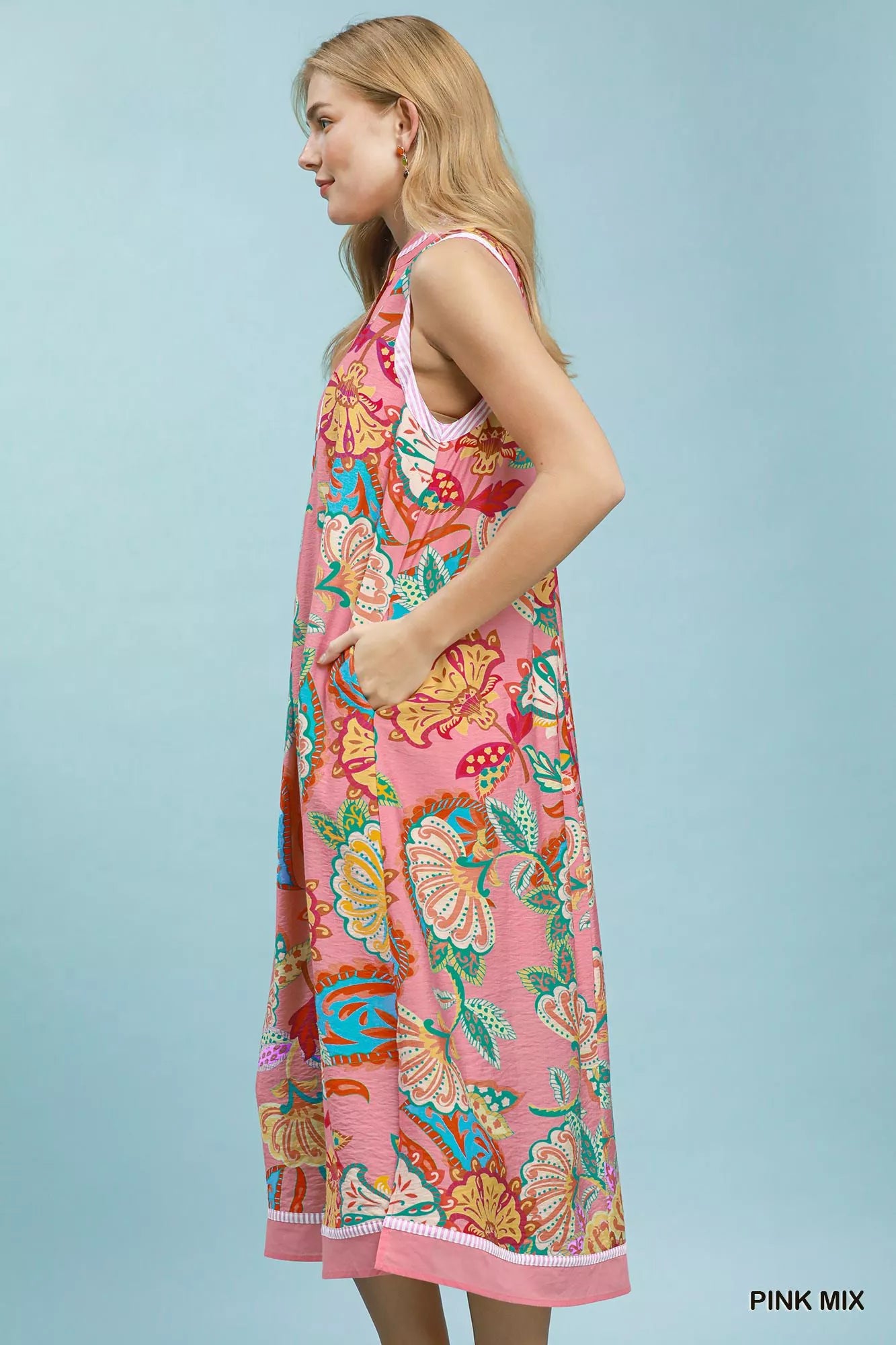 Umgee Paisley Floral Sleeveless Midi Dress - Glamourous Grace