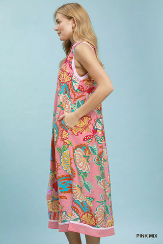 Umgee Paisley Floral Sleeveless Midi Dress - Glamourous Grace