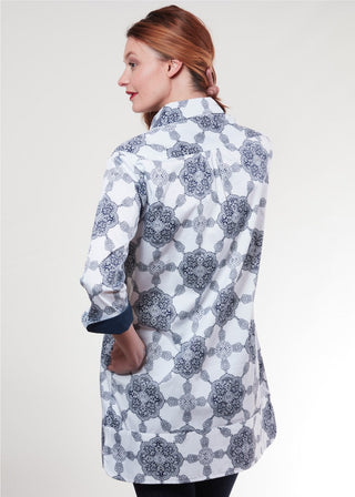 Vail Tunic Navy White Medallion - Glamourous Grace