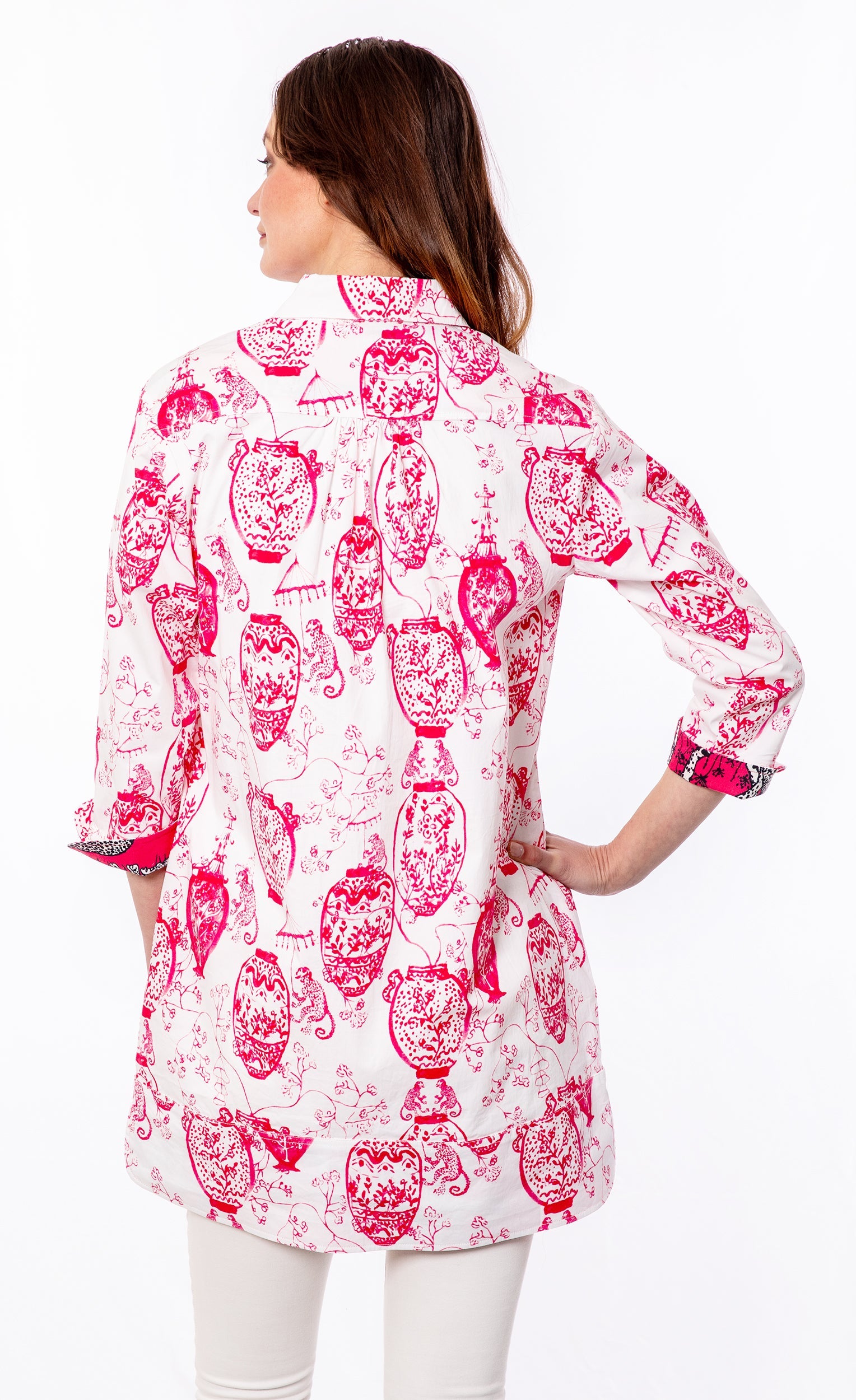 Vail Tunic Pink White Chinoiserie - Glamourous Grace