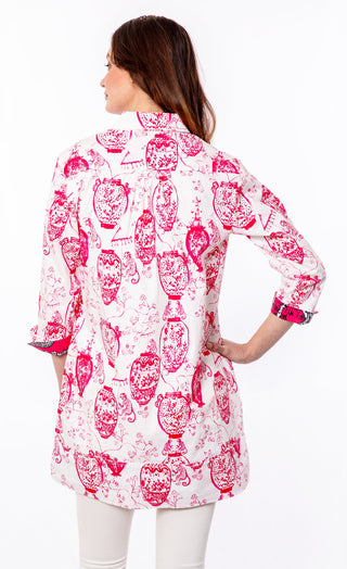 Vail Tunic Pink White Chinoiserie - Glamourous Grace