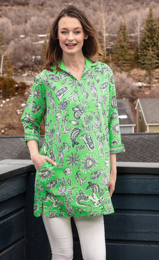 Vail Tunic Green Whimsy Print - Glamourous Grace