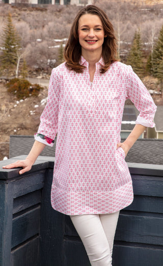 Vail Tunic Mini Pink Palms Print - Glamourous Grace
