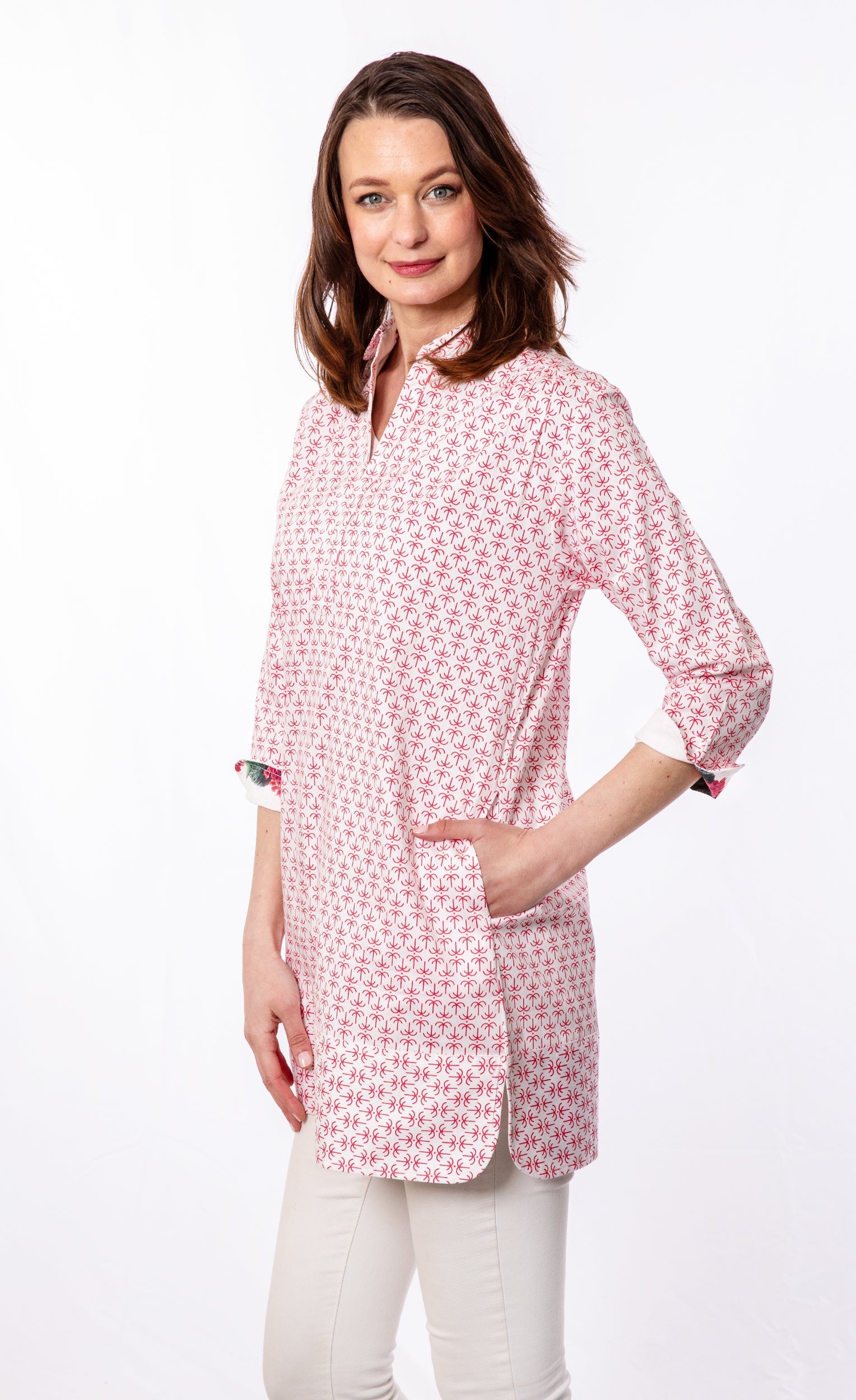 Vail Tunic Mini Pink Palms Print - Glamourous Grace