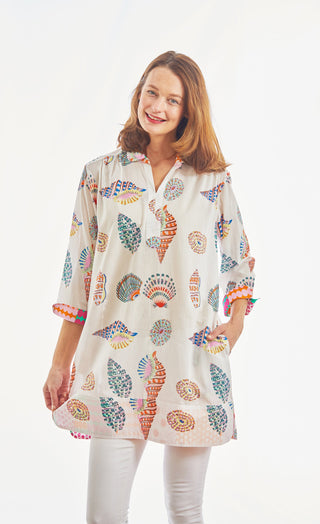 Vail Tunic Seashells Multi Colored In Voile - Glamourous Grace