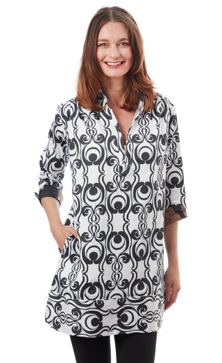 Vail Tunic Black White Geometric - Glamourous Grace
