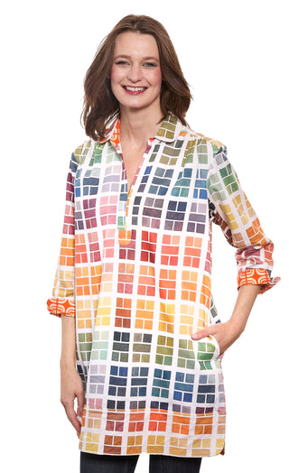 Vail Tunic Multi Colored Paint Tabs Cotton with Stretch - Glamourous Grace