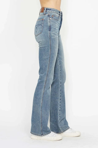 Judy Blue Tummy Control Back Embroidered Pocketed Bootcut Jeans 88783 - 3 Inseams