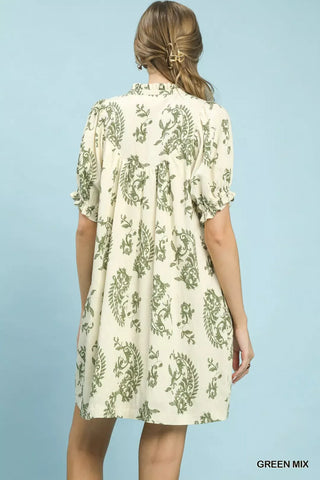 Umgee Mix Paisley Scallop Trim Dress - Glamourous Grace