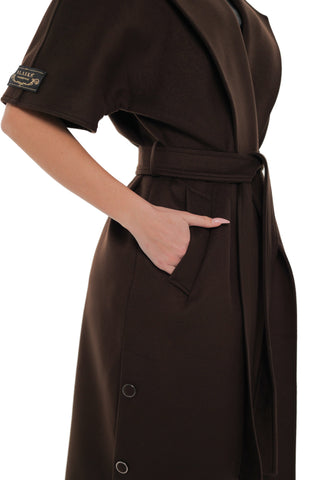 Evelyn Structured Short-Sleeve Coat in Chocolate
