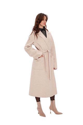 Mia Premium 85% Wool Cashmere Coat in Sea Salt
