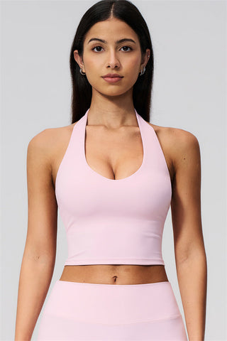 The Twirl Wide Strap Halter Crop Top