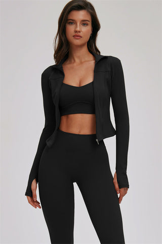 The Kinetic Zip Jacket Cross Back Sports Bra Leggings 3-Piece Set