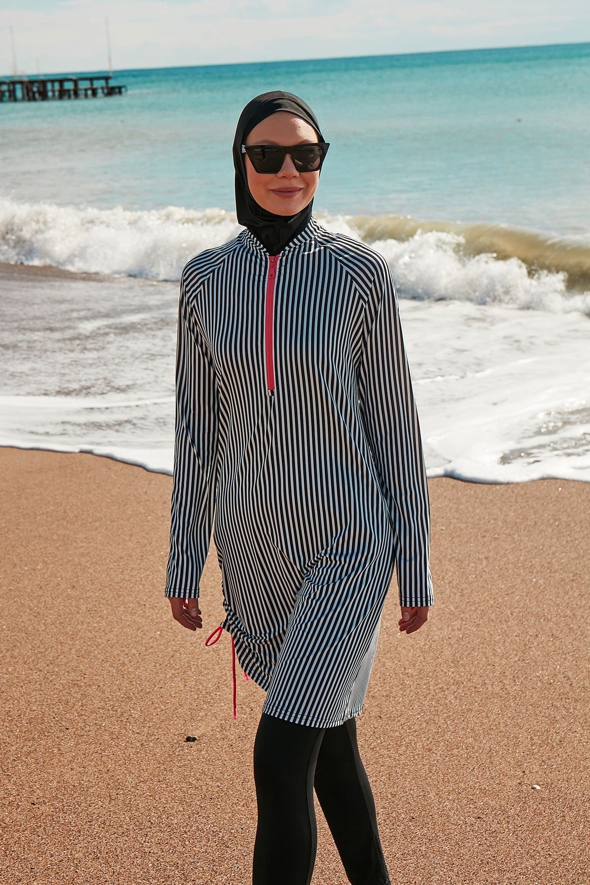 Lycra Black Burkini Modest Swimwear M2488 - Glamourous Grace