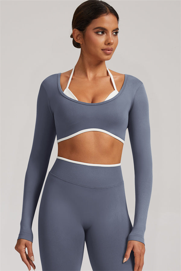 The Elevate New Long Sleeve Crop top Leggings 2-Piece Set - Glamourous Grace