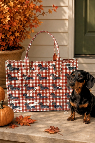 SC - ETA 9/30-10/14 Chloe in Khaki Gingham Vinyl Tote© - Glamourous Grace