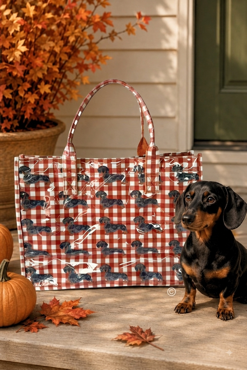 SC - ETA 9/30-10/14 Chloe in Khaki Gingham Vinyl Tote© - Glamourous Grace