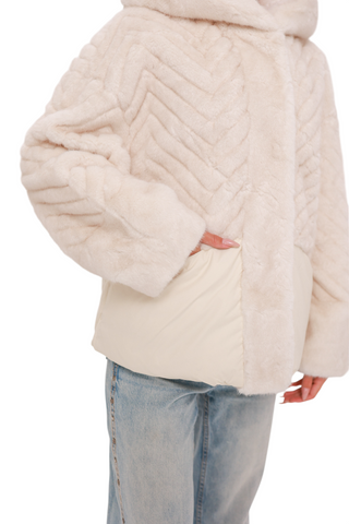 Montana Eco-Fur Down Fill Coat in Ivory