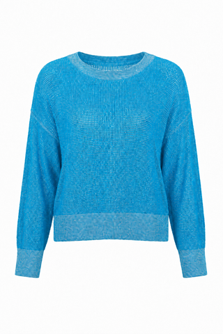 Pima Cotton Metallic Mini Seed Stitch - Capri/Silver