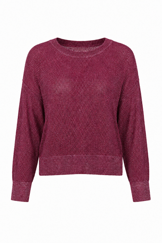Pima Cotton Metallic Mini Seed Stitch - Crimson/Silver - Glamourous Grace