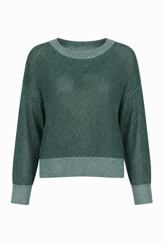 Pima Cotton Metallic Mini Seed Stitch - Evergreen/Silver - Glamourous Grace
