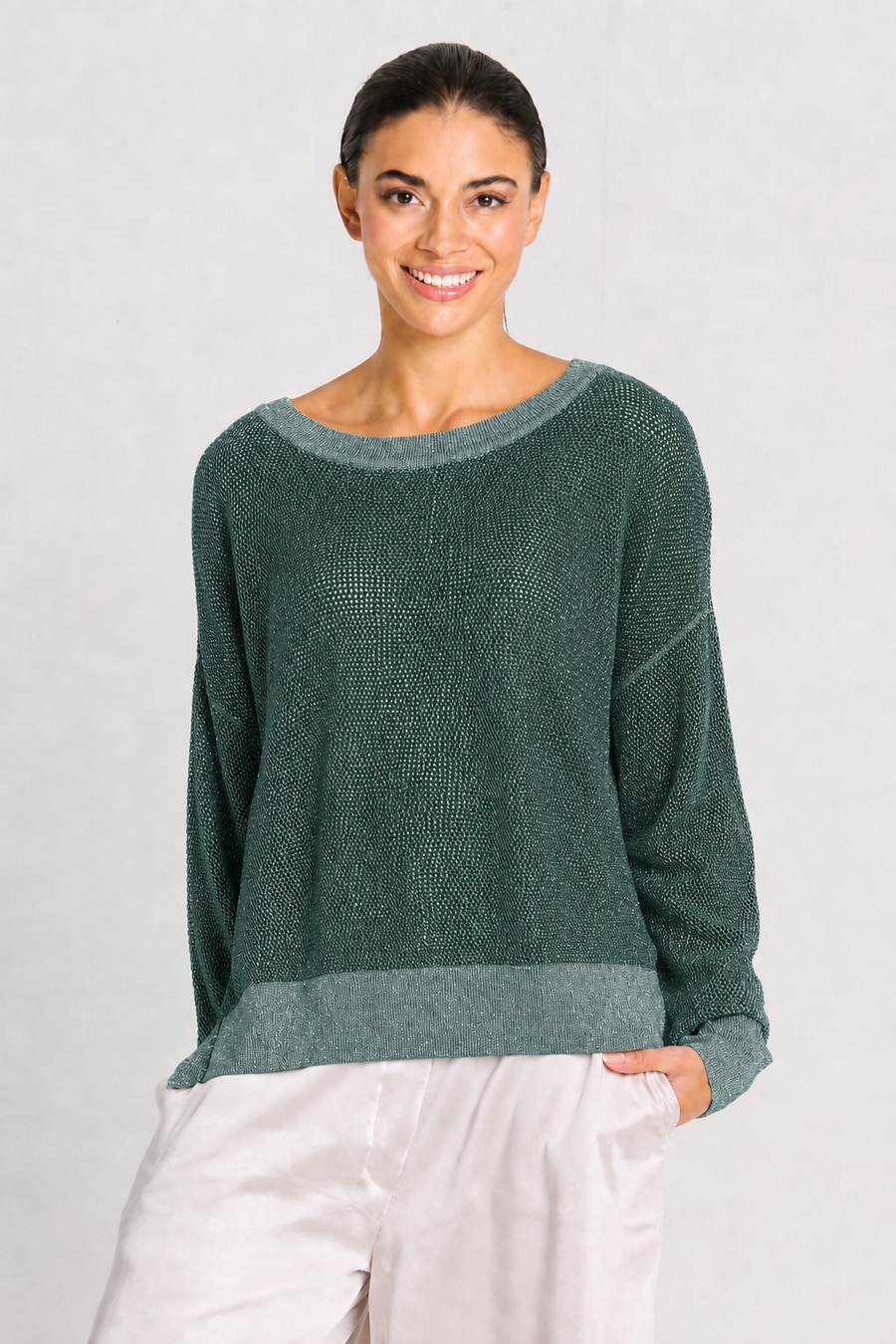 Pima Cotton Metallic Mini Seed Stitch - Evergreen/Silver - Glamourous Grace